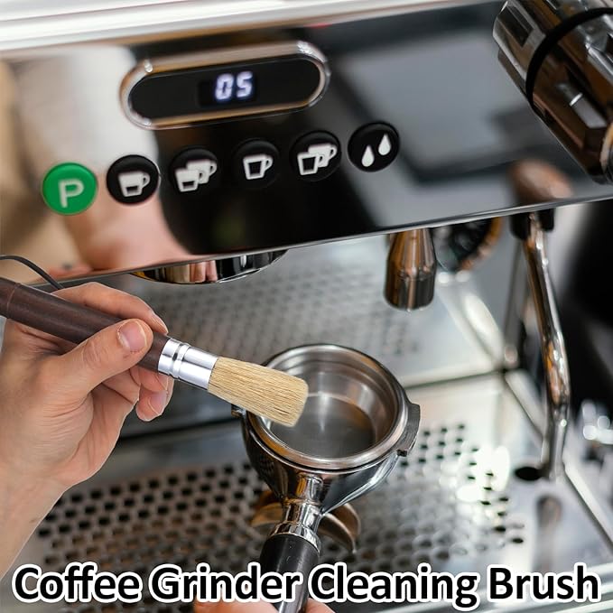 3 Pack Coffee Grinder Brush, Espresso Machine Brush with Wooden Handle and Natural Bristles, Coffee Grinder Cleaning Brushes for Home Kitchen Barista Espresso Machine