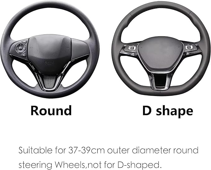 ALEMODR Brown Carbon Fiber Leather Steering Wheel Cover Universal 15 inch