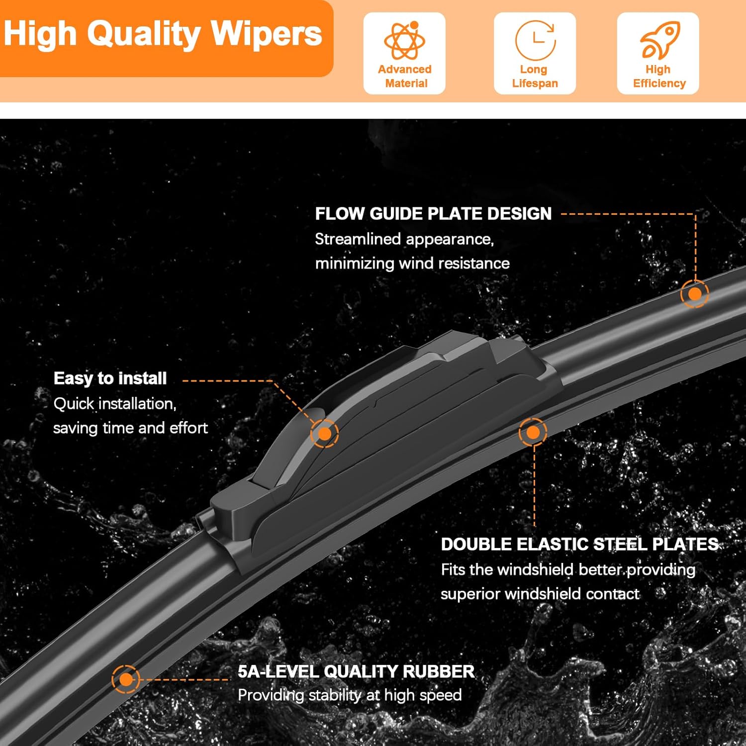 HULADAED® 24''+18''+13'' Windshield Wipers Replacement for Chevrolet Equinox Blazer 2022-2018,GMC Terrain 2022-2018 Silicone Front Rear Wiper blades for MY Car-All Weather & Quiet(3 PACK)