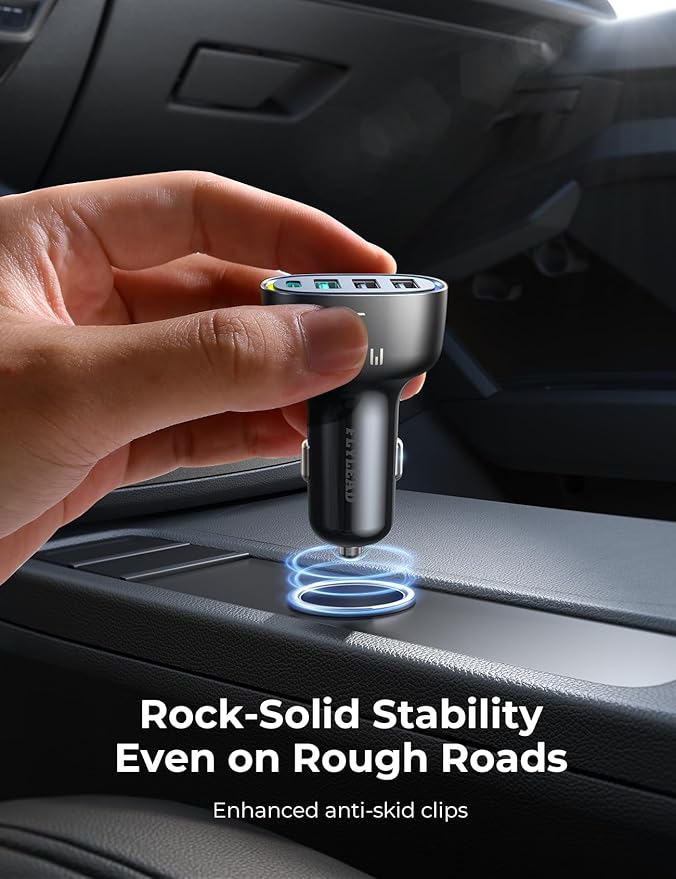 75W Car Charger USB C, 4 Port Super Fast Cigarette Lighter USB Charger, Type C 60W & QC 3.0 Multiport Car Phone Adapter Accessories for iPhone 17/16/15/14/13/12 Pro Samsung S26 Series