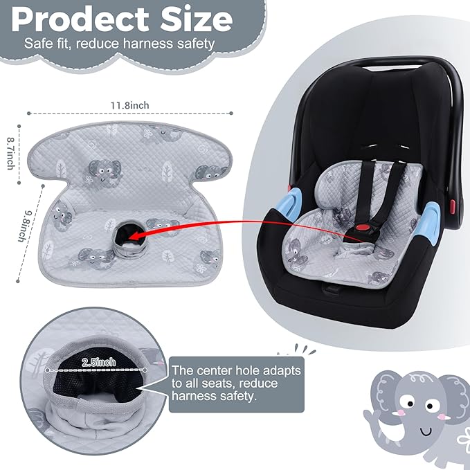 Piddle Pad - Car Seat Potty Training Protector- Waterproof Car Seat Liner with Anti-Slip Backing, Machine Washable Cover for Baby Toddler Carseat, Stroller (Gray, 2PC)