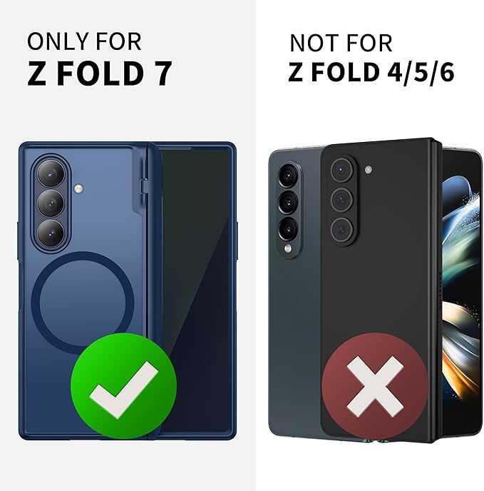 MOBOSI Magnetic for Z Fold 7 Case with Privacy Screen Protector, Samsung Galaxy Z Fold7 Cover[Compatible with Magsafe & Full Body Hinge Protection] Shockproof Phone Cases for zfold 7, Blue