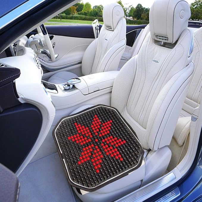 Thicken Car Beads Seat Cover, Cooling Seat Cover Wooden Bead Cool Cushion Mat, Large Black Red Wooden Beads Chair Cushion Pad for Home Office Gift for Husband Wife