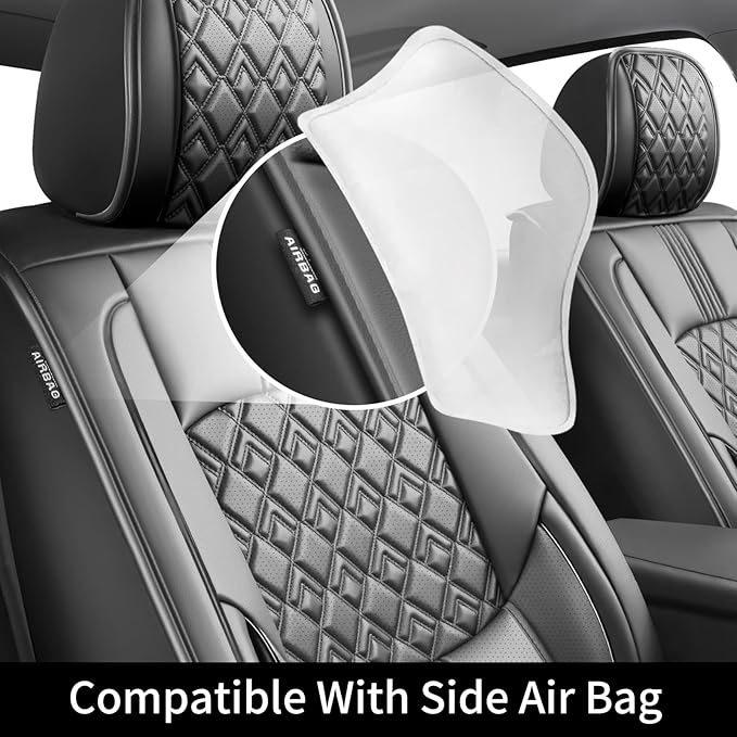 Fit HRV Car Seat Covers for Honda HR-V 2016-2024 2025 2026 - Upgraded Premium Waterproof & Breathable Leather, Airbag Compatible, All-Weather Seat Cushion Protector (Full Set, Black)