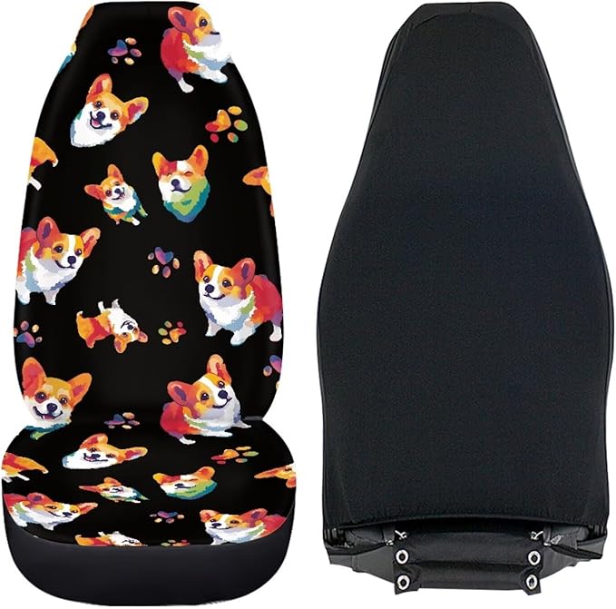 Cute Corgi Dog Paw Print Universal Car Seat Covers for Women Auto Interior Seats Cushion Protector Accessories Decoration
