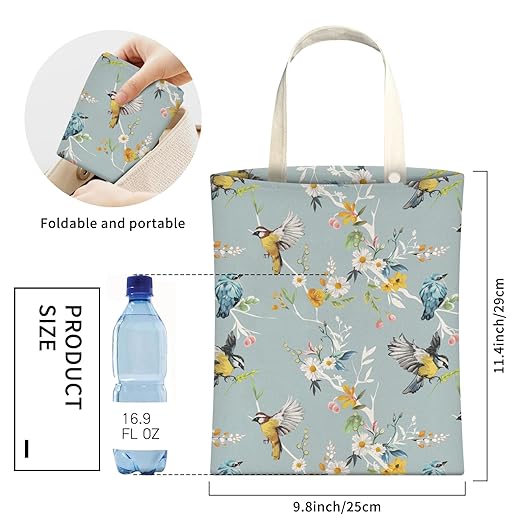 Cute Car Trash Can, Hanging Canvas Car Back Seat Organizer and Storage Bag, Funny Car Trash Bag For Travelling, Outdoor Cute Blue Bird Flower