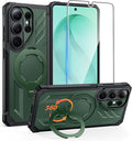 FNTCASE for Samsung Galaxy S26-Ultra Case: [360 Spin Magnetic Ring Kickstand] [Compatible for MagSafe] [Screen Protector] Heavy Duty Military Grade Protection Protective Phone Case with Stand Green