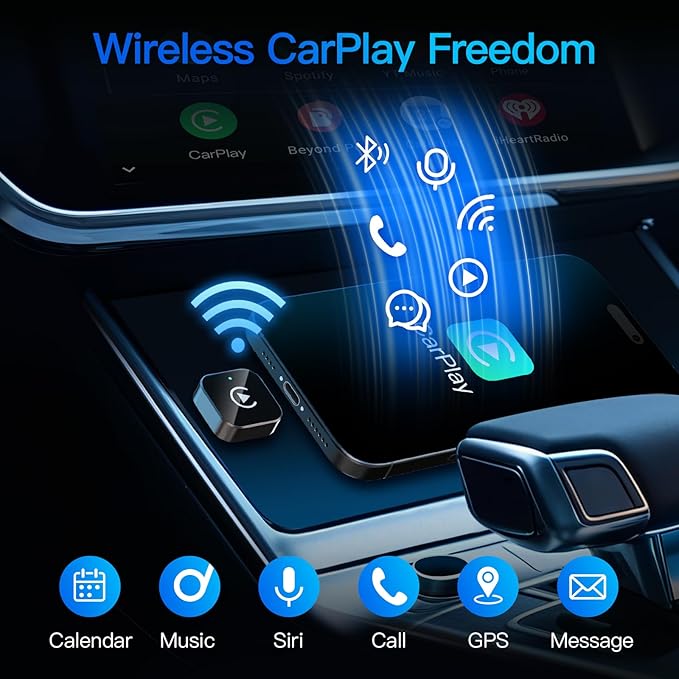 (2026 Upgraded) Wireless CarPlay Adapter for Apple iPhone＆Android, Small Size,Plug and Play,Fast and Stable Connection Wireless Adapter for CarPlay＆Android-No Latency to Screen(Black)