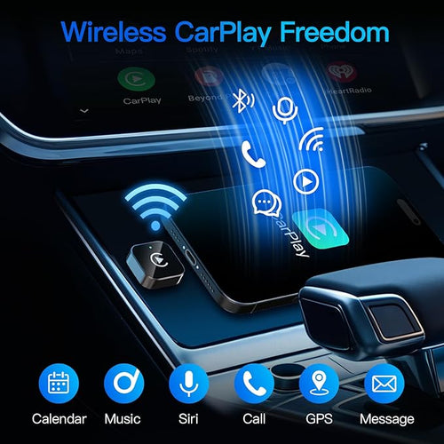 (2026 Upgraded) Wireless CarPlay Adapter for Apple iPhone＆Android, Small Size,Plug and Play,Fast and Stable Connection Wireless Adapter for CarPlay＆Android-No Latency to Screen(Black)