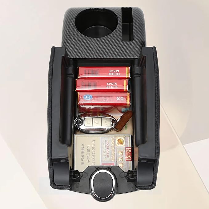 AULPHIKE Compatible with Nissan NV200 Armrest Car Center Console Organizer Armrests Double Door Storage with USB Ports（Black Style）