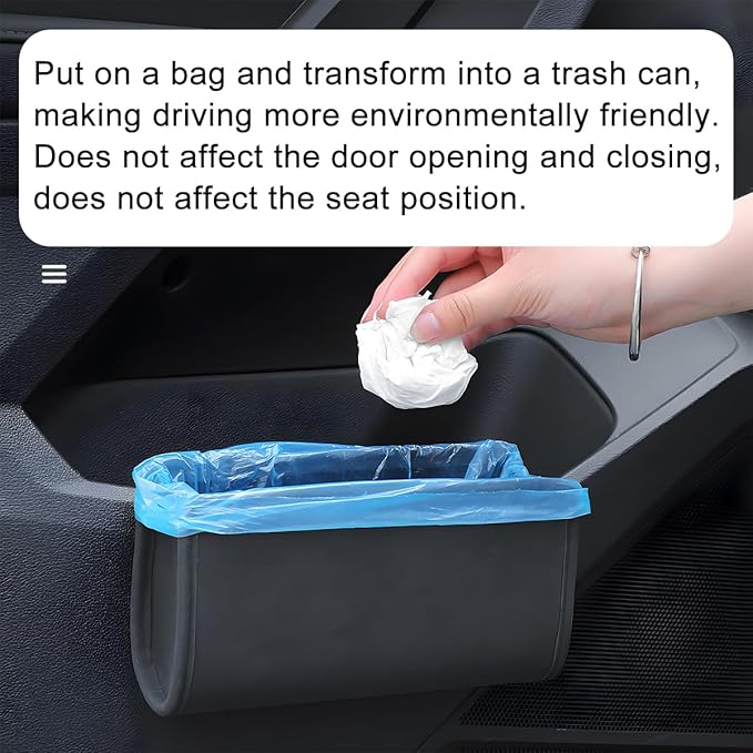 Car Seat Side Storage Pocket, Leather Hanging Foldable Multifunctional Vehicle Front Door Back Organizer Box, Waterproof Auto Interior Organizing Container, Universal fit(White)