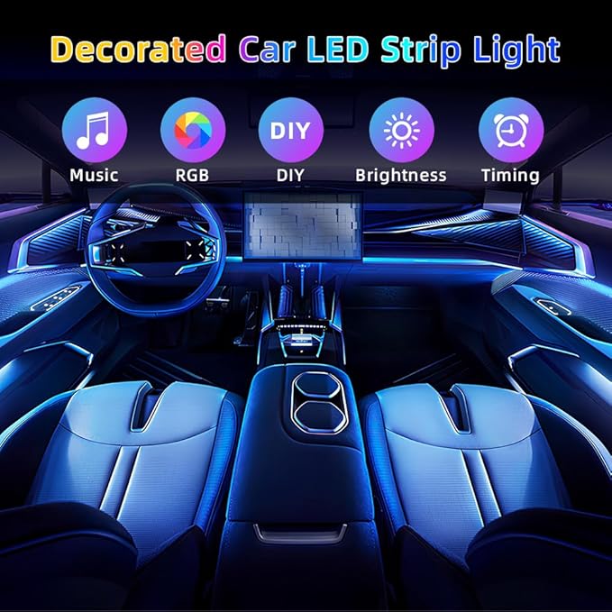 Acrylic Interior Car LED Strip Light, Dreamcolor 6-in-1 RGB Ambient Lighting with APP, 16 Million Colors 175in 600LED Music Sync Lights for Night Driving, Home, Camping & Gift Decor