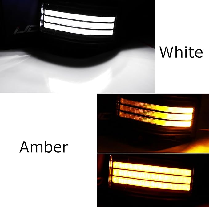 iJDMTOY Blackout Smoked Lens Dynamic Sequential Blink Triple-Row Full LED Side Mirror Turn Signal Light Assembly Kit Compatible With Ford 2017-2022 F-250 F-350 Towing Mirror