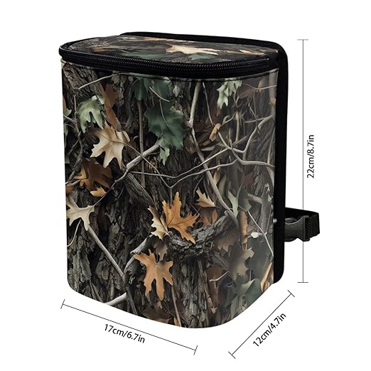 Camo Maple Leaf Car Trash Can Auto Garbage Bag with Lid Leak-Proof Car Storage Bag Garbage Bag Hanging for Headrest Portable Vehicle Backseat Organizer