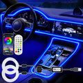 Jushope Interior Car LED Strip Lights, RGB USB Car Ambient Lighting with Wireless APP & Remote Control, Car Accessories Fiber Optifc Lights Sync to Music (2 LED/157 inches)