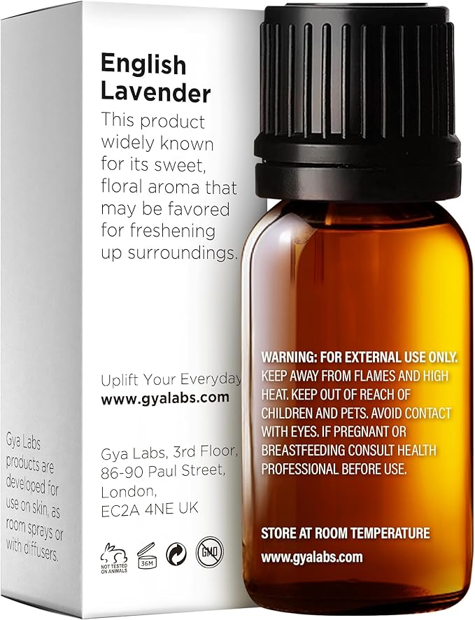 100% Pure English Lavender Essential Oil - 0.34 Fl Oz - English Lavender Oil for Hair, Skin, Diffuser, Aromatherapy & DIY Candle Making Scent