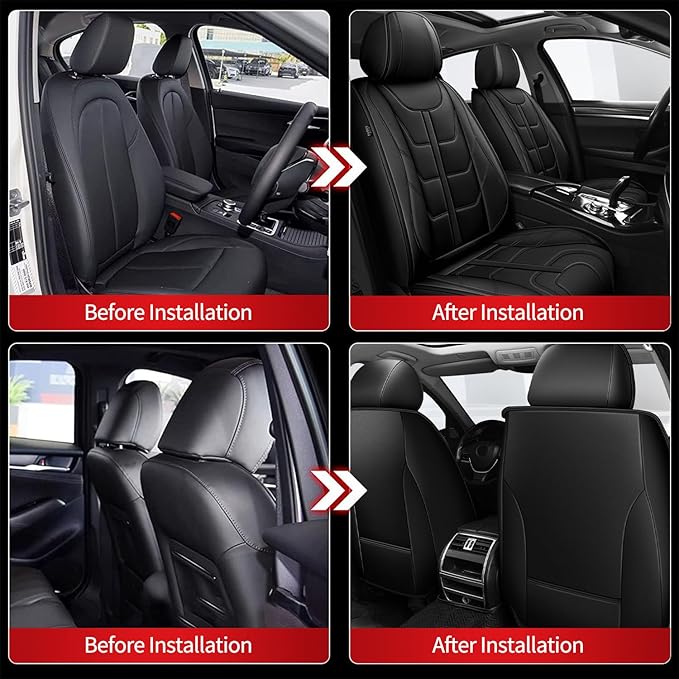 TTX LIGHTING Car Seat Covers fit for Mitsubishi Outlander 2007-2026 Front Seat: Premium Leather Automotive Seat Cover with Airbag Compatible Waterproof (2 Seats, Black)