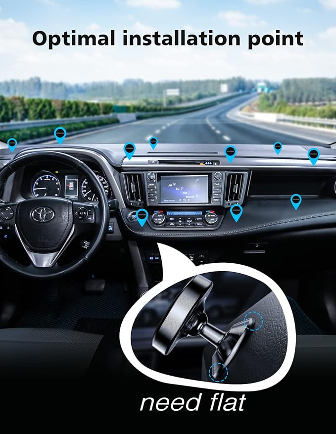 [2 Pack Magnetic Phone Holder car,[360°Rotation] car Mount Magnet,[4 N52 Magnets] Super Magnetic Force is Suitable for Most iPhone and samsumg Smartphones ，Black Phone Holder (Black)