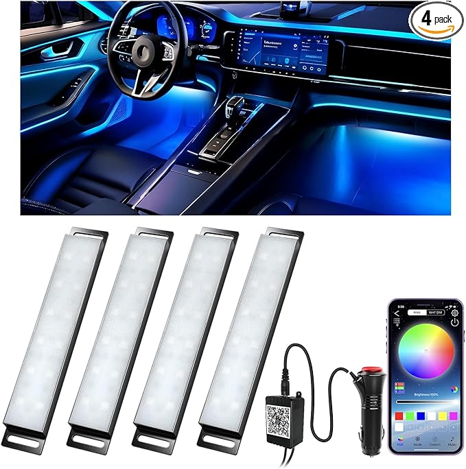 Honalia Car LED Lights Interior, Ambient Lighting Car with Smart APP Control, Multicolor Interior LED Lights with Music Mode for Truck Jeep SUV, DC 12V