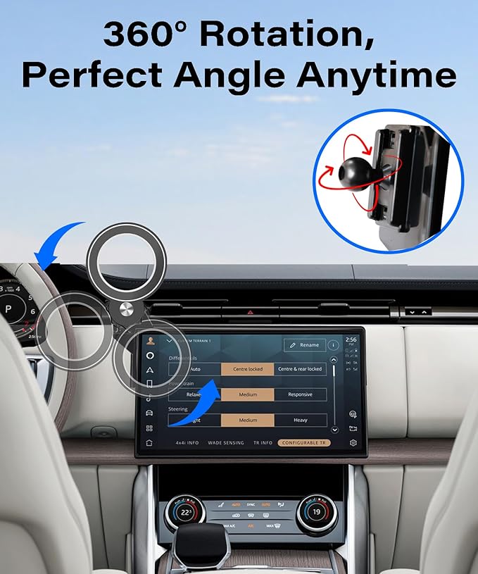 Car Phone Holder for 2023 2024 2025 Land Rover Range Rover/Range Rover Sport Accessories Apply to 13.1 Inch Touch Screen Fixed Clip Magnetic 360° Rotation Cell Phone Mount Hands-Free