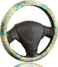 Dandelion & Wildflower Steering Wheel Cover for 14.5-15 Inch (37-38 cm) Wheels, Premium Fabric with Non-Slip Rubber Inner Ring (Dandelion & Wildflower)