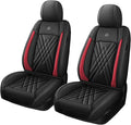 Car Seat Covers Compatible with Toyota Camry 2012-2026 Durable Waterproof Automotive Seat Covers Stretchable Fabric Material, Airbag Compatibility, Premium Nappa Leather(Black Red, 2 Pcs Front)