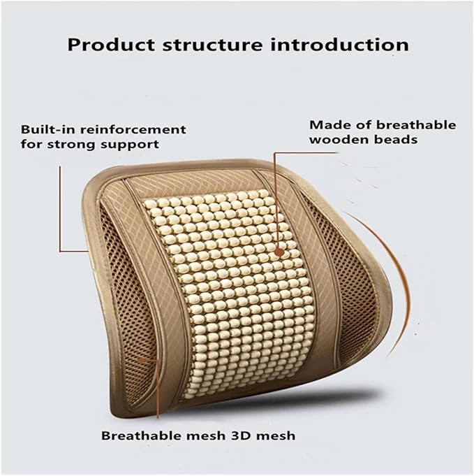 TOMSE Car Seat Chair Back Cushion for BMW X3 G01 2019 2020 2021 2022 2023 2024, Wooden Beads Ventilate Mesh Lumbar Brace Strong Durable Relieve Fatigue Summer Interior Accessories,A-Backrest