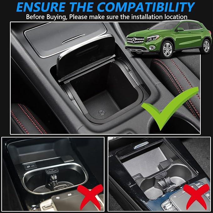Wireless Car Charger for Mercedes-Benz A-Class B-Class GLA CLA 2013-2019 W176 W246 X156 C117 Accessory, 15W Fast Charging Phone Charger Pad with 27W USB-A & Type-C Port for iPhone Galaxy