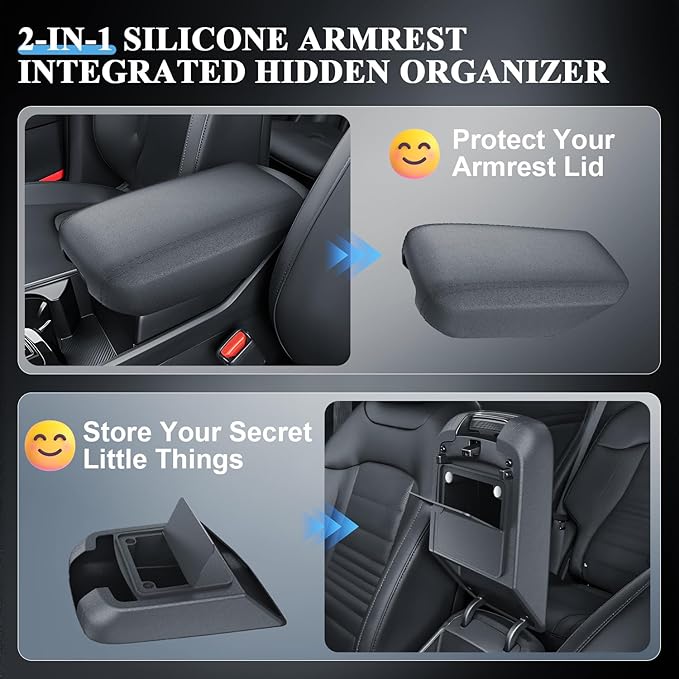 BIBIBO for 2025 2026 Sportage Center Console Cover Kia Sportage (SX/SX Prestige/X-Pro/X-Pro Prestige) Silicone Arm Rest Cover w/Hidden Storage Box 2025 Sportage Armrest Secret Compartment