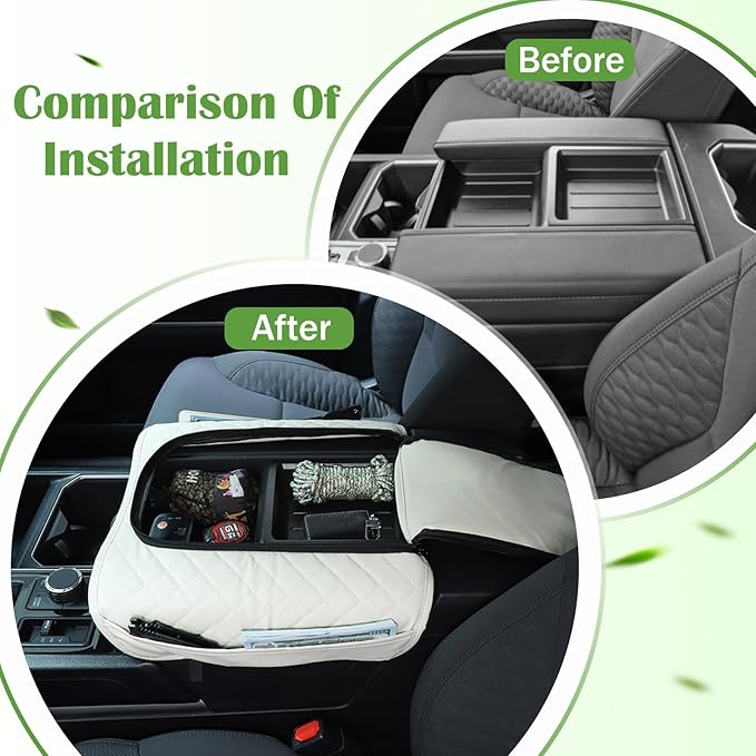 Center Console Armrest Cover Protector Pad Compatible with Toyota Tundra Sequoia 2022-2025 Leather Car Console Armrest Seat Cushion Waterproof Armrest Cushion Lid Interior Accessories (Style H)