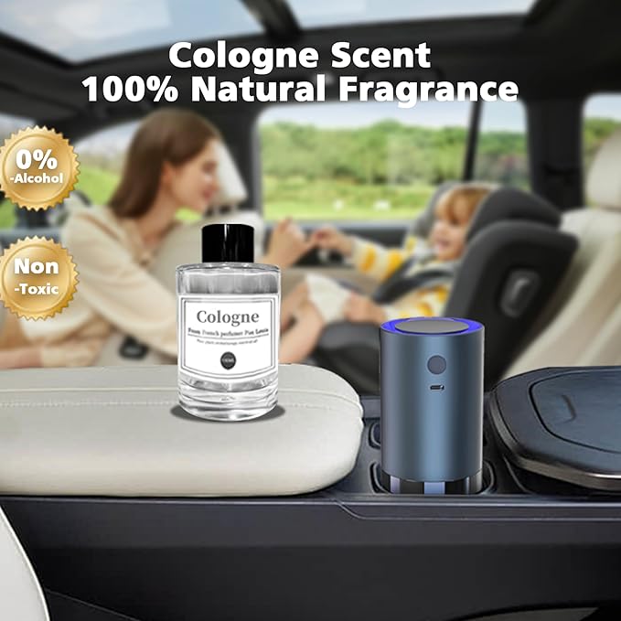 Smart Car Air Freshener, Car Air Freshener Diffuser with 100ml Perfume, Auto On/Off Intelligent, Rechargeable Aroma Diffuser,Auto Two Spray Modes, Cologne Scent, Light Fragrance Type