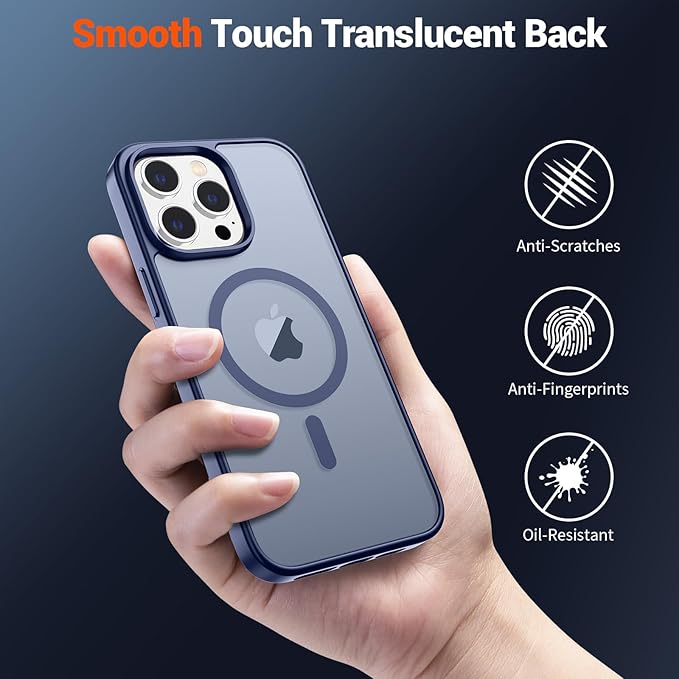 SUPFINE Magnetic for iPhone 15 Pro Case (Compatible with MagSafe) (Military Grade Drop Protection) Slim Translucent Matte Shockproof with Anti-Fingerprint Phone Case,Lavender Gray