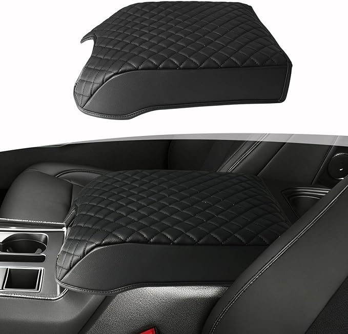 Center Console Cover for 2015-2020 Ford F150 Accessories, 2017-2022 F250 F350 F450 F550, 2018-2024 Expedition, PU Leather Middle Console Cushion Armrest Cover Protector (FITS Bucket Seat Only)