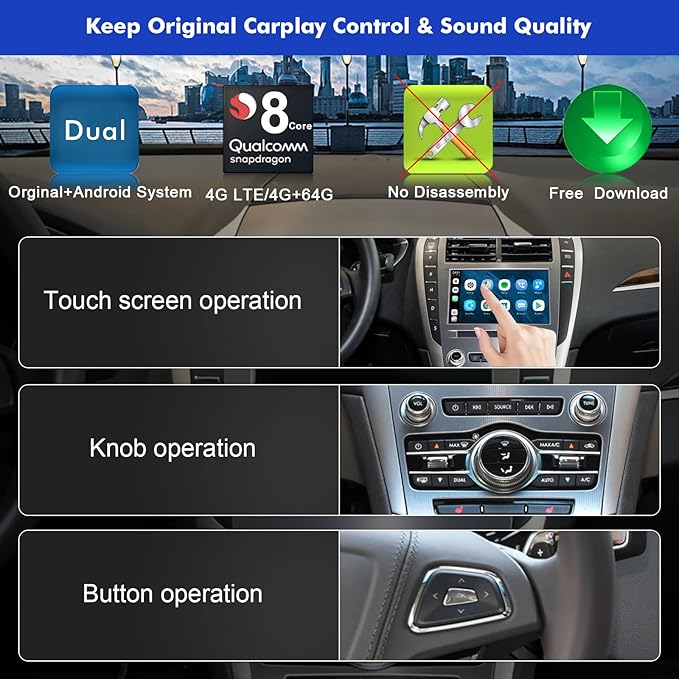 CUSP CarPlay AI Box for Cars with OEM Wired CarPlay, 4G LTE Wireless CarPlay & Wireless Android Auto Adapter, 8-Core 4GB+64GB Android Multimedia Video Box, Plug & Play with GPS, WiFi, Bluetooth