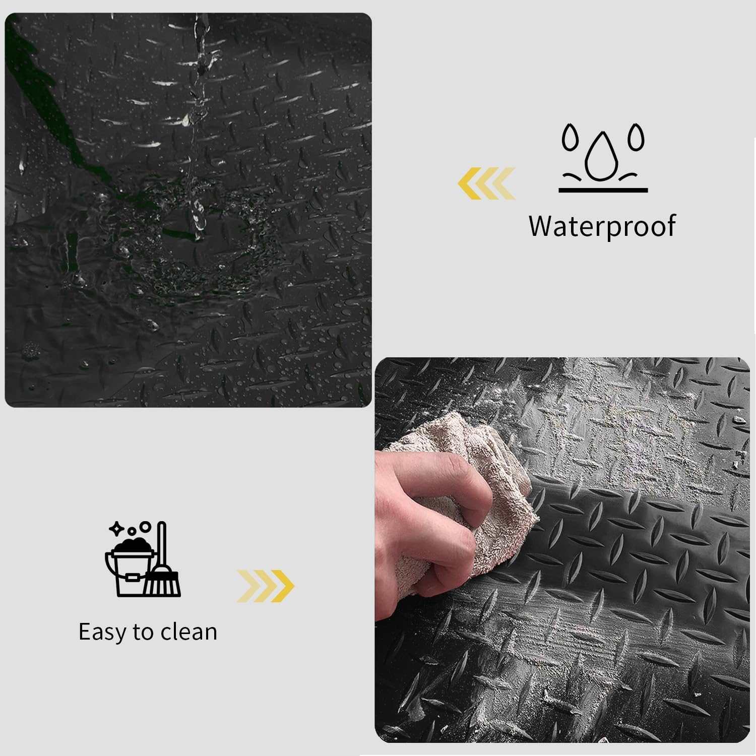 Premium Garage Floor Mat, Commercial Grade Heavy Duty Parking Mat for Garage Floor, Golf Cart Parking, Water/Stain Resistant Floor Runner (Black Diamond, 4 x 13 Feet)