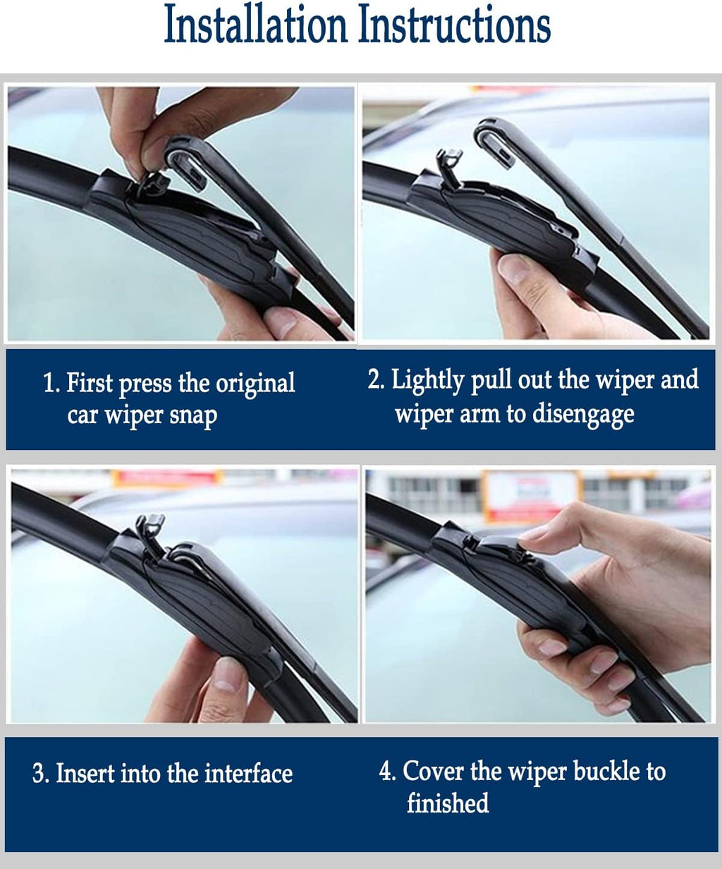 3 Wipers Set for Ford Flex 2009-2019, Windshield Wiper Blades Original Equipment Replacement Front and Rear- 24"/22"/12E" (Pack of 3) J- HOOK