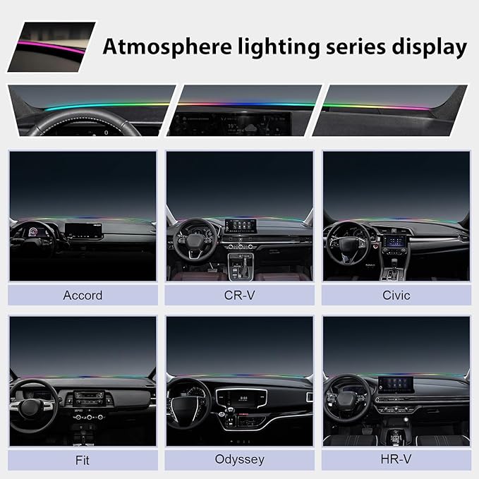 RGB Car Ambient Light Kit with APP Control & Music Sync, for Honda/Toyota CR-V Civic Accord Pilot All Vehicle Models, Plug and Play OBD Interior LED Atmosphere Lighting