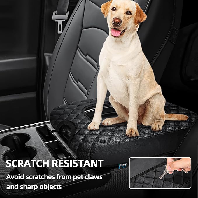 Center Console Cover Compatible with Chevy Silverado 2014 2015 2016 2017 2018 with 40/20/40 Jump Seat Console, Car Armrest Protective Cover, Car Accessories (ONLY for Split Bench Jump Seat)