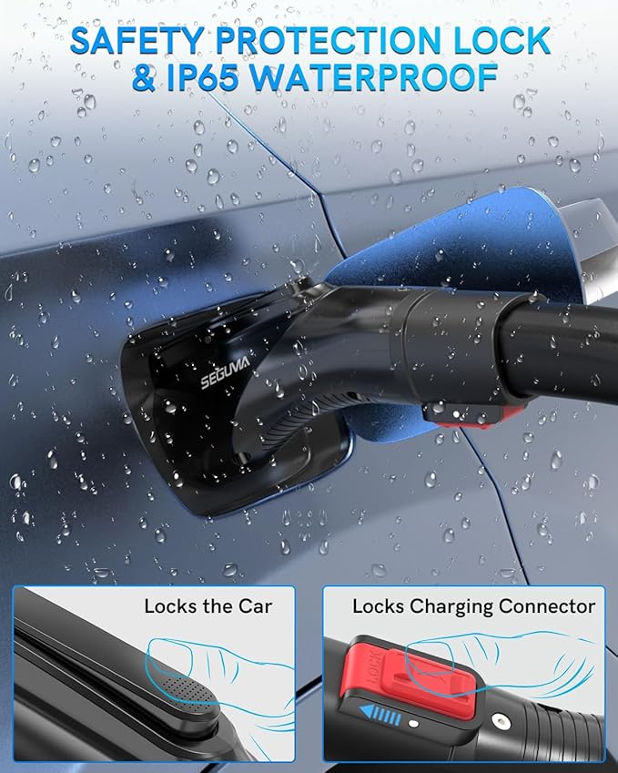 EV Charging Adapter for Tesla to J1772, Up to 60Amp with Safety Lock, IP65, Portable J1772 Tesla Adapter, Compatible with Tesla Mobile Charger Wall Connector Destination Chargers for All J1772 EVs