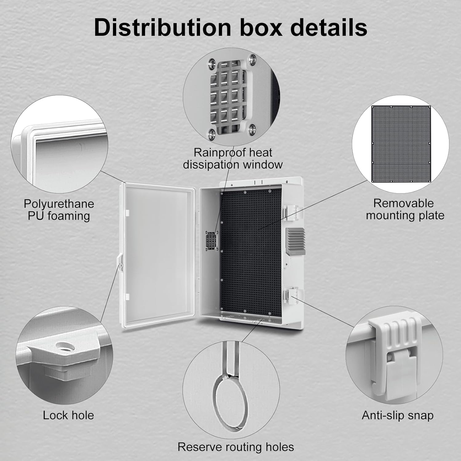 Outdoor Electrical Junction Box, ABS Water Resistant Enclosure with Internal Mounting Panel & Hinged Cover (13" H* 9.2" L* 3.7" W)