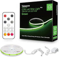 Tatazone 32.8ft Green COB Led Strip Lights with RF Remote, Dotless, Indoor, Dimmable, Adhesive Led COB Light Strip for Cabinet, Room, Bed, Paintings