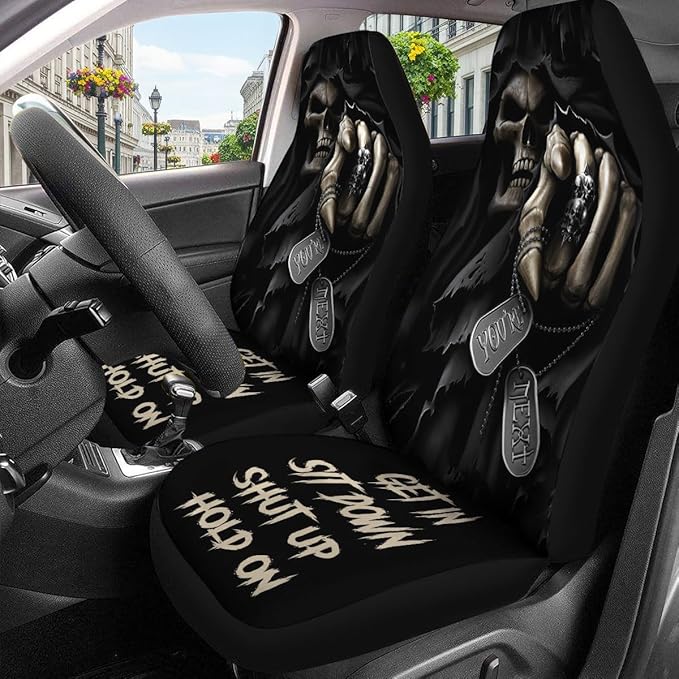 GENANY Grim Reaper Car Seat Covers Set of 2, Breathable Front Seat Covers for Truck Sedan SUV, Horror Car Accessories, Horror Gift for Women Men