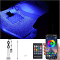 RGB Car Footwell Ambient Lighting Kit 16.7 Millions Colors Sound Active Music Sync APP Control + RF Remote Controller DC Line Car Interior Multicolored Footwell Atmosphere Light DC 12V