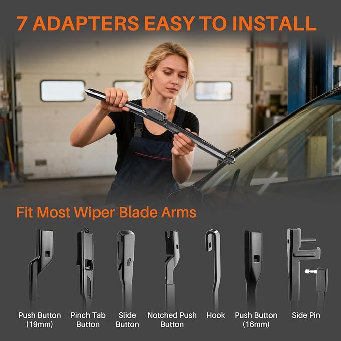 DOG TAIL Water Repellent Silicone Wiper Blades 24" 21" Set with Multiple Adapters and 2 Refills, Automotive Replacement Front Windshield Wiper Blades for My Car with Water Repellency Formula DropClear