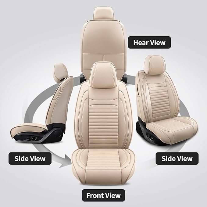 Front Seat Covers Fit for Toyota Yaris 2007-2020, Car Seat Covers Front Seats, Breathable Faux Leather Automotive Seat Covers Front Pair Anti-Slip Seat Cover(Beige, Front)