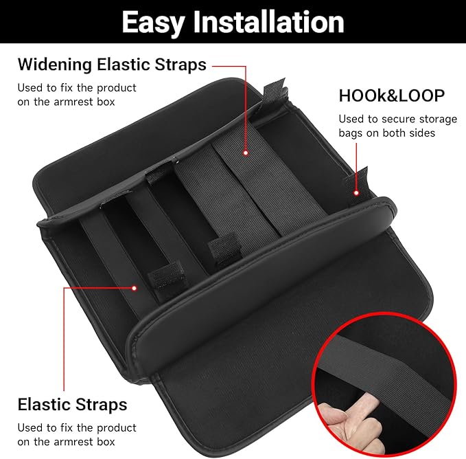 Center Console Armrest Cover for Ford Bronco 2021 2022 2023 2024 2025 2/4 Door with PU Leather Side Pockets Center Console Cover Pad Cushion Interior Accessories Arm Rest Prevent Scratching