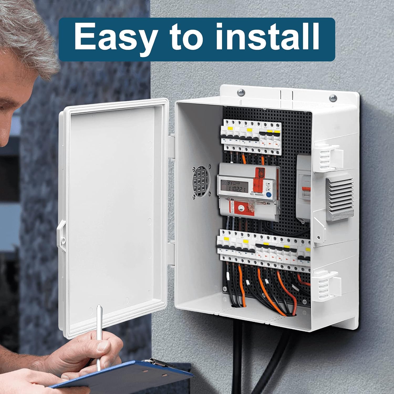 Outdoor Electrical Junction Box, ABS Water Resistant Enclosure with Internal Mounting Panel & Hinged Cover, 9.2" H* 7" L* 4.6" W