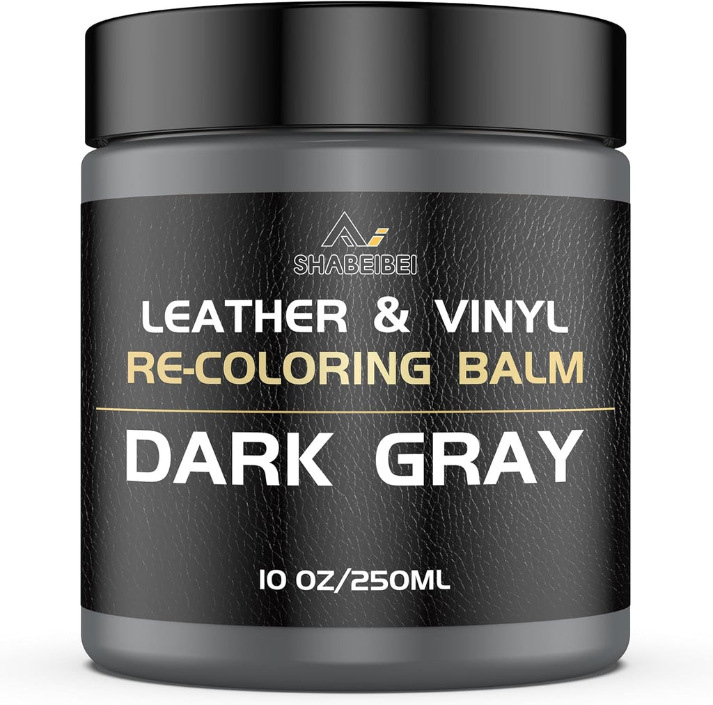 Leather Recoloring Balm,10oz Leather Color Restorer Leather Repair Kit for Furniture Car Leather Scratch Remover, Dark Gray Leather Color Restorer for Couches,Leather Dye Paint for Faded