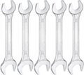 HARFINGTON 5pcs Double Open End Wrench 13mm x 17mm Metric 15 Degree Offset Angle Small Flat Head Wrench Galvanizing Open Ended Spanner for Automotive Repair Furniture Assembly