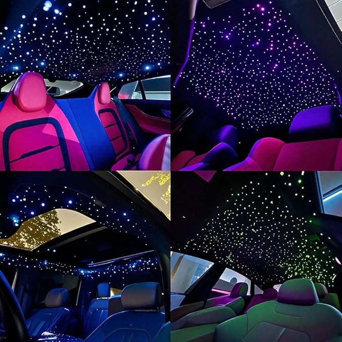VASTFIRE 16W Starlight Headliner Kit 500 pcs Fiber Optic Star Ceiling Light Constant-On RGBW App/Remote Control for Car Roof Interior Decoration